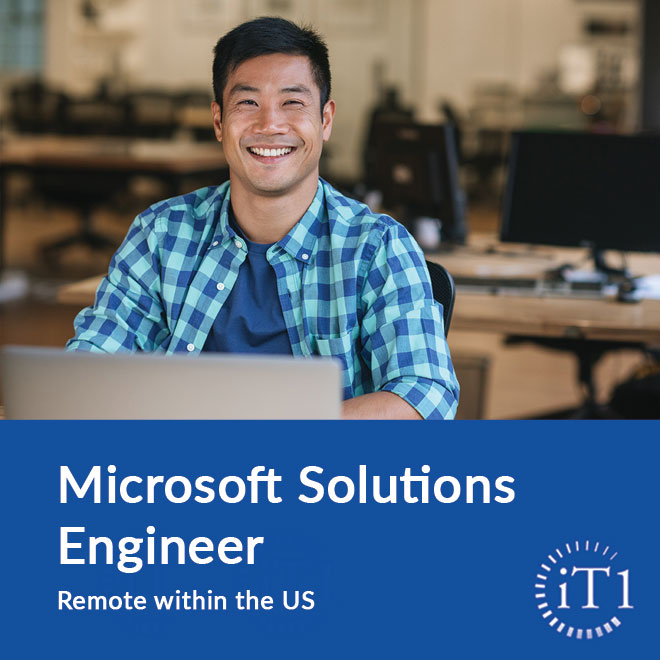 go.it1.com/careers
iT1 is hiring a Microsoft Solutions Engineer responsible for the delivery of complex projects focusing on Microsoft technology stack with a heavy focus on M365 and Azure across all industry verticals to meet our client’s technology and business needs.