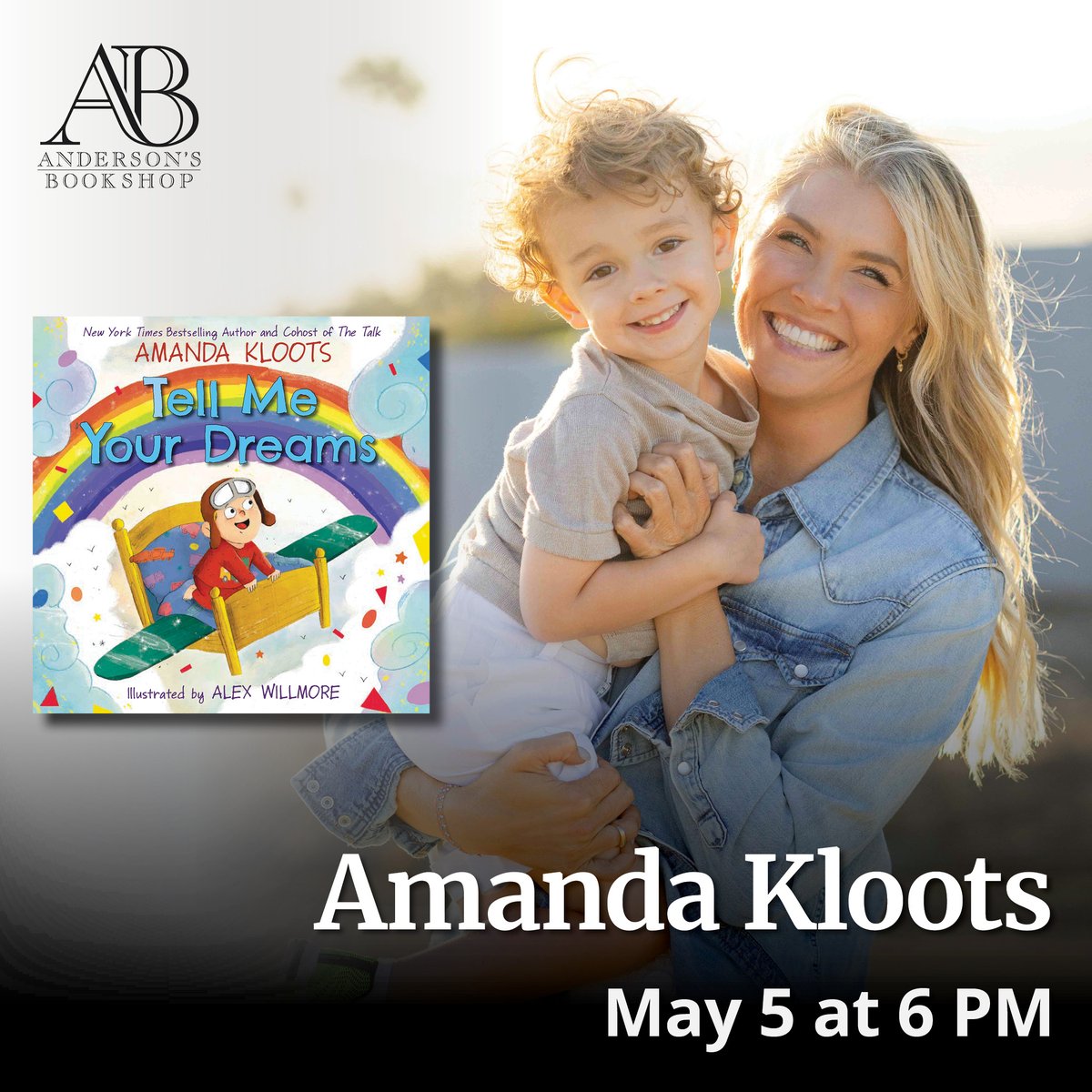RECENTLY ANNOUNCED 5/5: An in-person event with author Amanda Kloots @amandakloots to celebrate her picture book Tell Me Your Dreams, on Friday, May 5th at 6:00 pm in Naperville. This will be a signing/personalization/photo line only event. TICKETS: AmandaKlootsAndersons.eventcombo.com