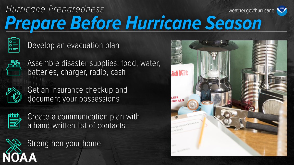 marforres's tweet image. ⏳ Don&apos;t wait for hurricane season to prep! Act now to avoid last-minute chaos. Gather disaster supplies &amp;amp; schedule insurance checkups - flood insurance has a 30-day waiting period. Be proactive, stay safe! #HurricanePrep #StaySafe #ProactivePreparation