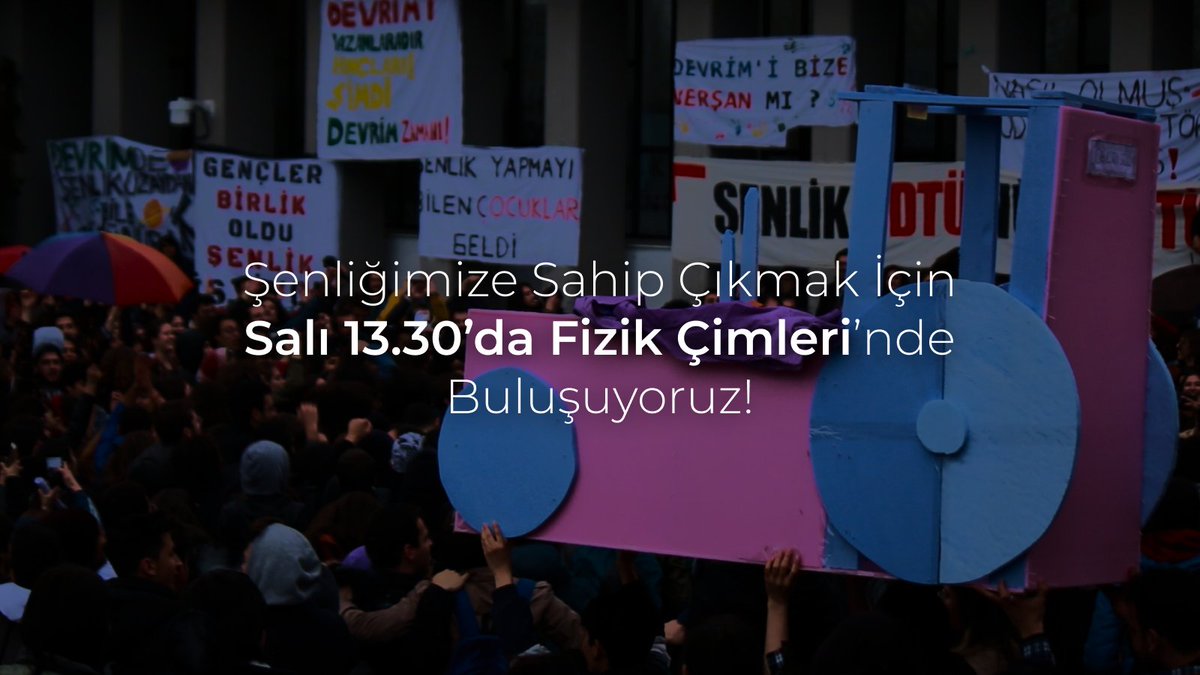 Bu yıl 35.’sini düzenleyeceğimiz ODTÜ Uluslararası Bahar Şenliğimiz, rektörlük tarafından engellenmeye çalışılırken; biz uzun bir aranın ardından yeniden şarkılar söylemek, atanmış rektörlüğe biz ODTÜ öğrencilerinin karşısında duramayacağını hatırlatmak için yarın +