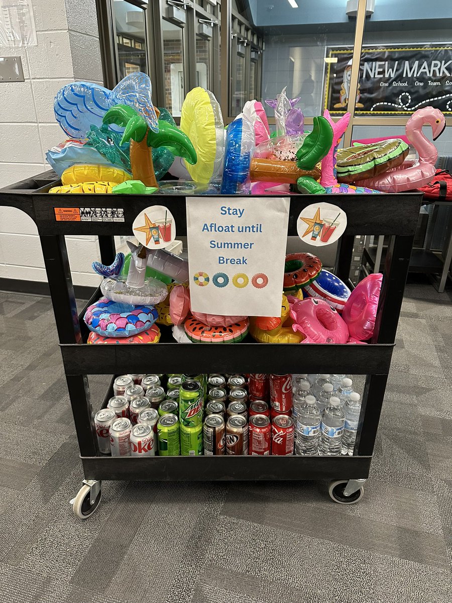 DMPrincipalGCSC's tweet image. We decided we MAY as well have fun in May! Today our teachers stayed afloat with a drink cart!