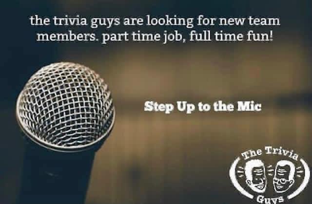 🗣️ THE TRIVIA GUYS ARE HIRING! 

We’re looking for game emcees! Must have a laptop and reliable transportation. We’ll provide the rest. Slip into our DMs here or send an email to knoxtriviaguys@gmail.com to come interview with us! 

#TriviaGuys #KnoxTrivia #GameNight #PubQuiz