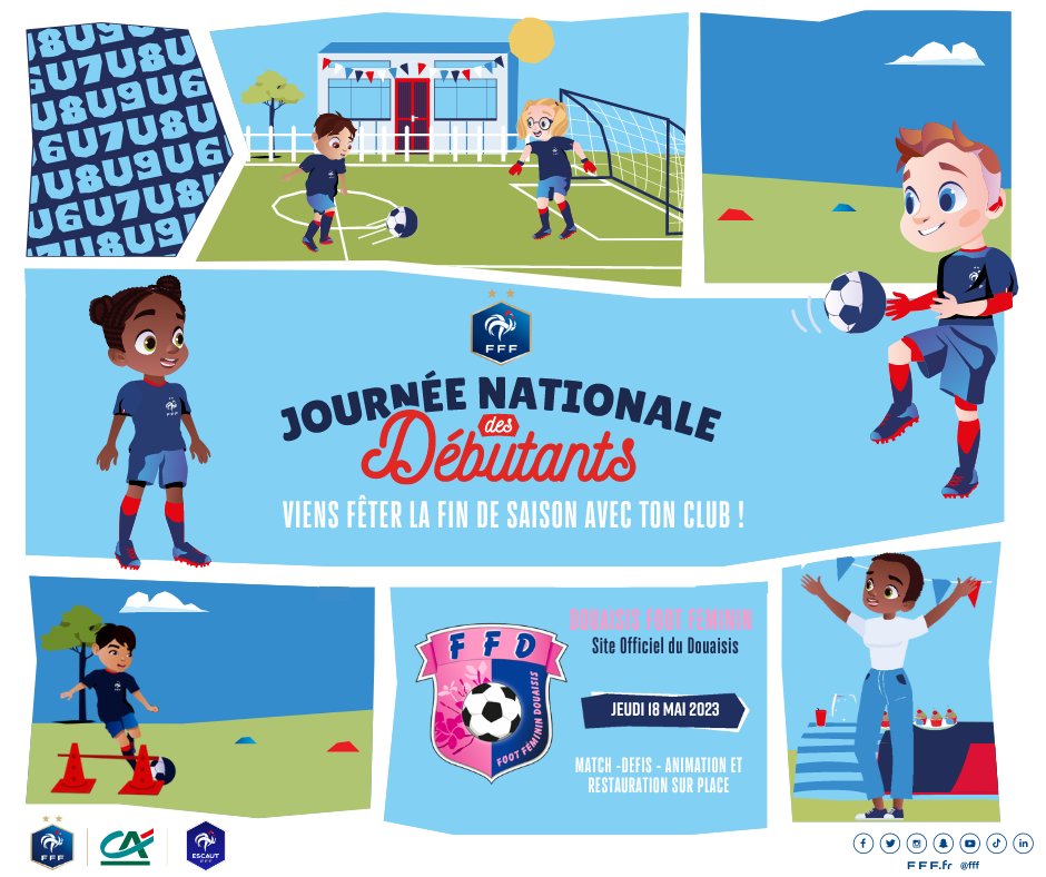 FFDouai's tweet photo. 📢 On vous donne RDV le 18 mai pour la Journée Nationale des Débutants ⚽ https://t.co/qgSfTxQnTx