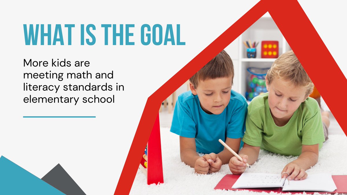 Our goal is to improve math &amp; literacy in elementary school, increasing graduation rates. (2/4)