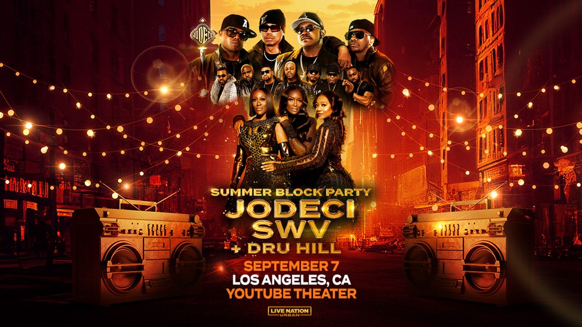 oldschool1047's tweet photo. Old School 104.7 has your tickets to Summer Block Party happening at the YouTube Theater on September 7th! See Jodeci, SWV and Dru Hill Live on stage! Get in to win your tickets at https://t.co/XokgqVjvZp. https://t.co/OvpavviXYw