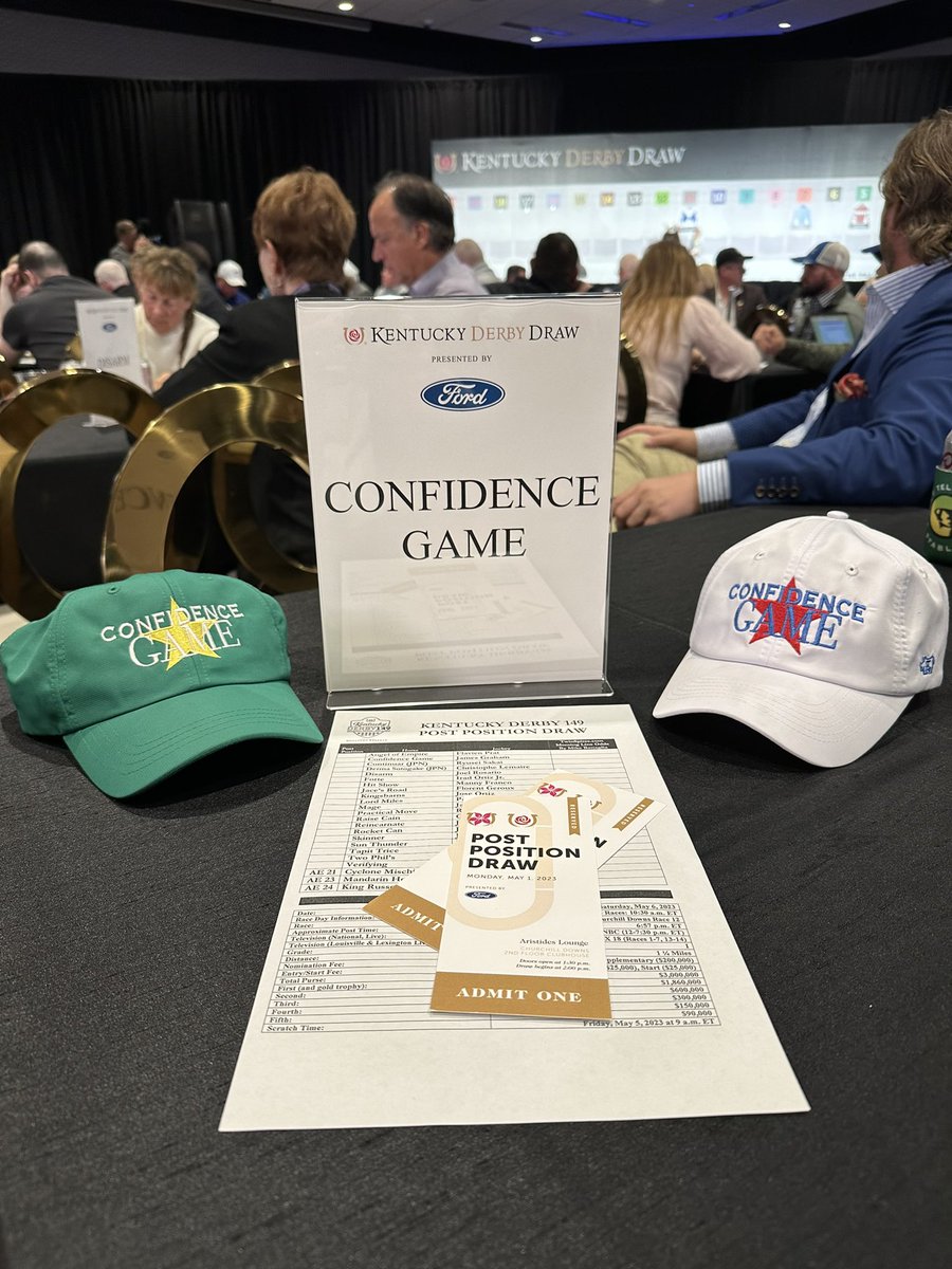 OceanReefRacing's tweet photo. Confidence Game draws Post Position 4! We can’t wait for Saturday! #DTMW #OceanReefRacing #ConfidenceGame @KentuckyDerby https://t.co/YUfaOsD3rK
