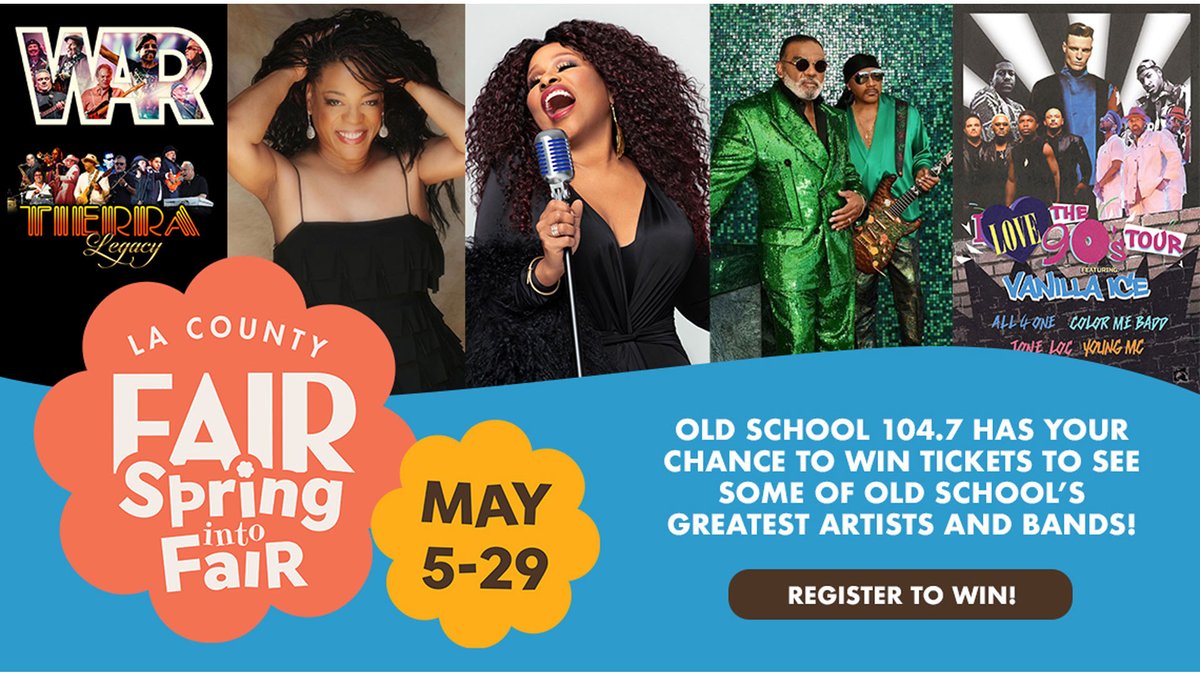 oldschool1047's tweet photo. Old School 104.7 wants to help you “Spring Into The LA County Fair: Where Fun Blooms" Open May 5th - 29th at the Pomona Fairplex. We have your chance to win tickets to see some of Old School’s greatest artists and bands! Register now at https://t.co/XokgqVjvZp! https://t.co/Vtlw6NrYY4