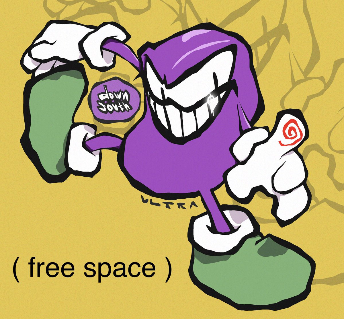 ultra on Twitter "sketch of purple bean man from downsouth videogame"
