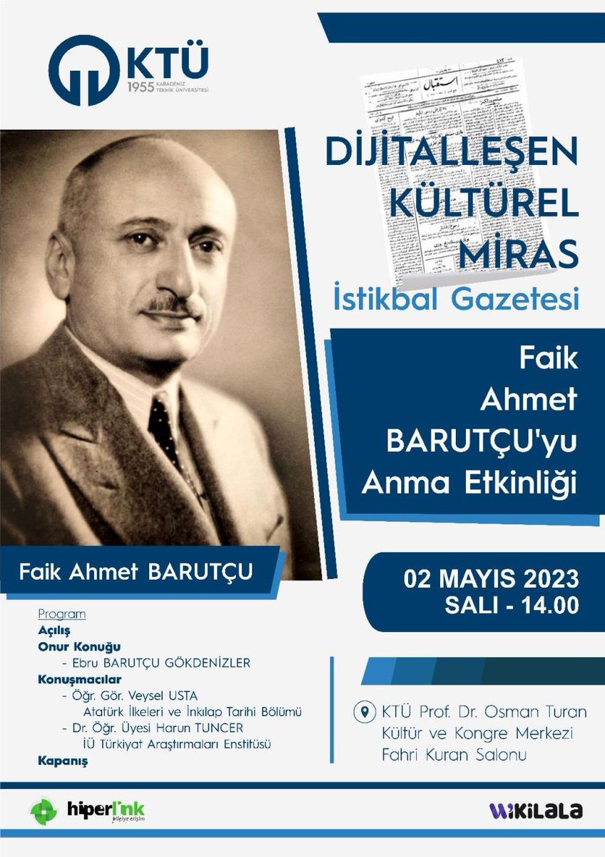 Üniversitemizde Orijinal Nüshaları Bulunan "İstikbal Gazetesi" Faik Ahmet Barutçu Kütüphanemiz İş Birliği ile Dijitalleştirilerek Erişime Açıldı

ktu.edu.tr/library/etkinl…