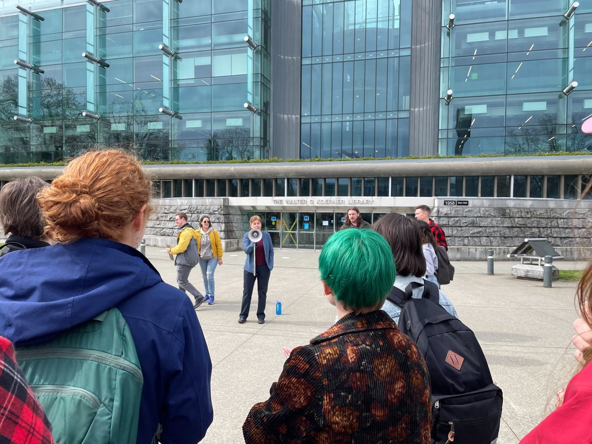 UBCPostdoc's tweet photo. Great turnout @UBC to march for increased federal funding for #postdocs and #gradstudents! 🤩 

We deserve a living wage! https://t.co/qJMNvQAUYe