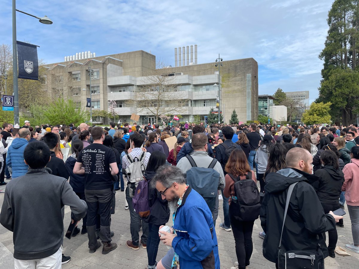 UBCPostdoc's tweet photo. Great turnout @UBC to march for increased federal funding for #postdocs and #gradstudents! 🤩 

We deserve a living wage! https://t.co/qJMNvQAUYe