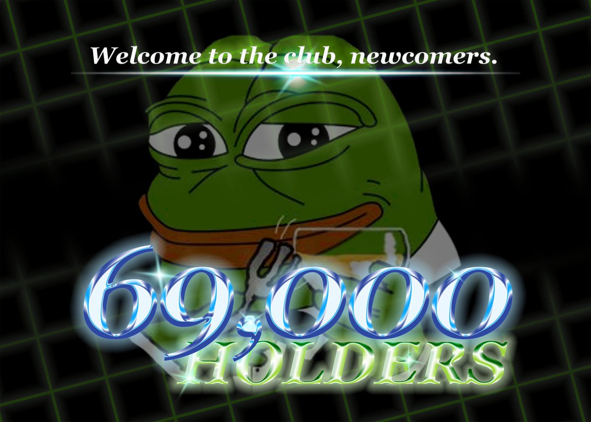 pepecoineth's tweet image. 69,000 holders $PEPE 

A moment in history🐸