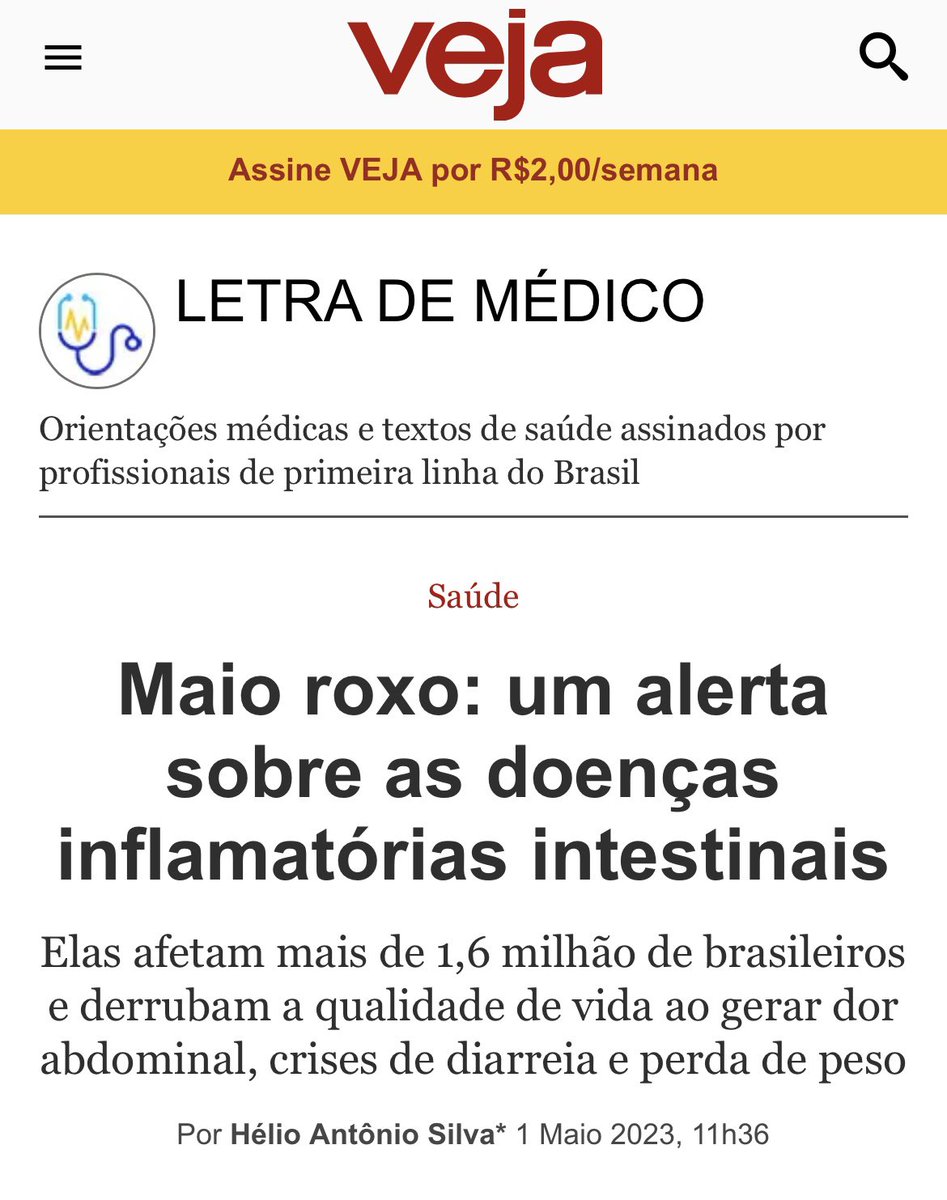 proctologia20's tweet photo. Saiu minha coluna na Veja: um alerta sobre as doenças inflamatórias intestinais 

https://t.co/Do78xJ4Ljy https://t.co/Z8xXxGnKu4
