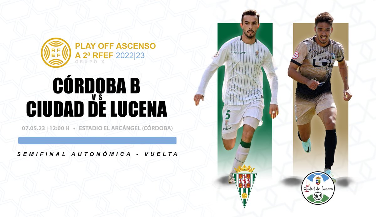 ciudaddelucena's tweet photo. 🏆 𝙋𝙇𝘼𝙔-𝙊𝙁𝙁 | 🆚 𝗖𝗼́𝗿𝗱𝗼𝗯𝗮 𝗖𝗙 "𝗕"

#NuncaSeRinde | #VamosMiLucena💙 https://t.co/FS6VJsDtTT