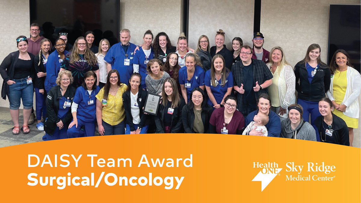 We kicked off Sky Ridge Nurses’ Week by recognizing the Sky Ridge Surgical/Oncology Team with the DAISY Team Award! The patient on this floor are unique and often has long hospitalizations, enabling the team to make deeper connections. Thank you for your #CareLikeFamily culture.