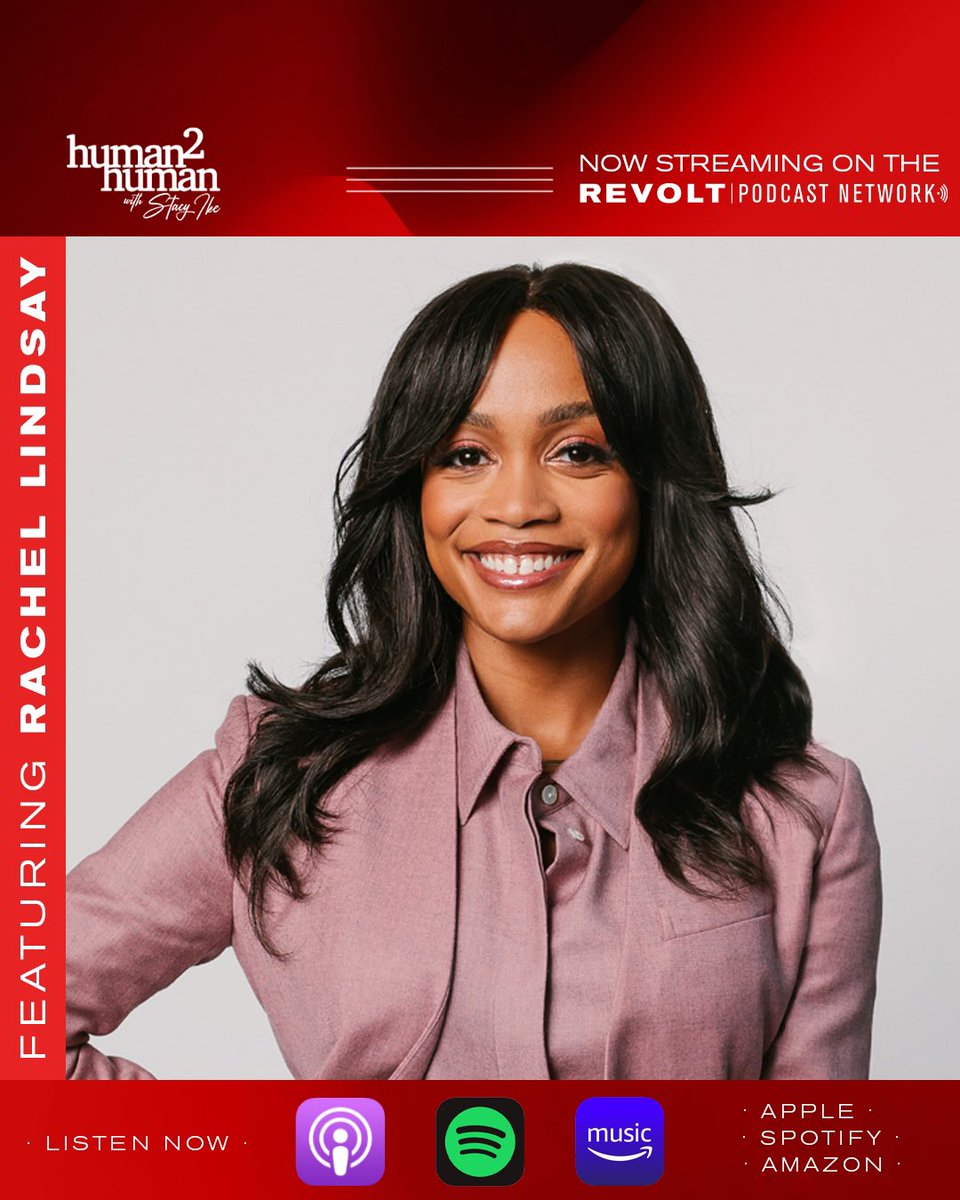 revolttv's tweet image. Don’t miss #Human2Human w/ Stacy Ike podcast! 

This week, host @onetakestace links up with TV personality, podcaster, author and the first Black lead of the #Bachelorette franchise, @therachlindsay! 

Presented by @penguinrandom #AllwaysBlack 

🔊: revolt.tv/podcasts/human…