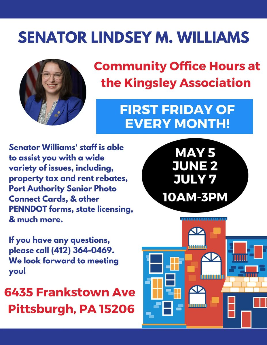 Stop by the Kingsley Center for our Community Office hours this Friday, May 5 from 10-3! All of our regular services are available, including applications for Port Authority Senior Photo ConnectCards.