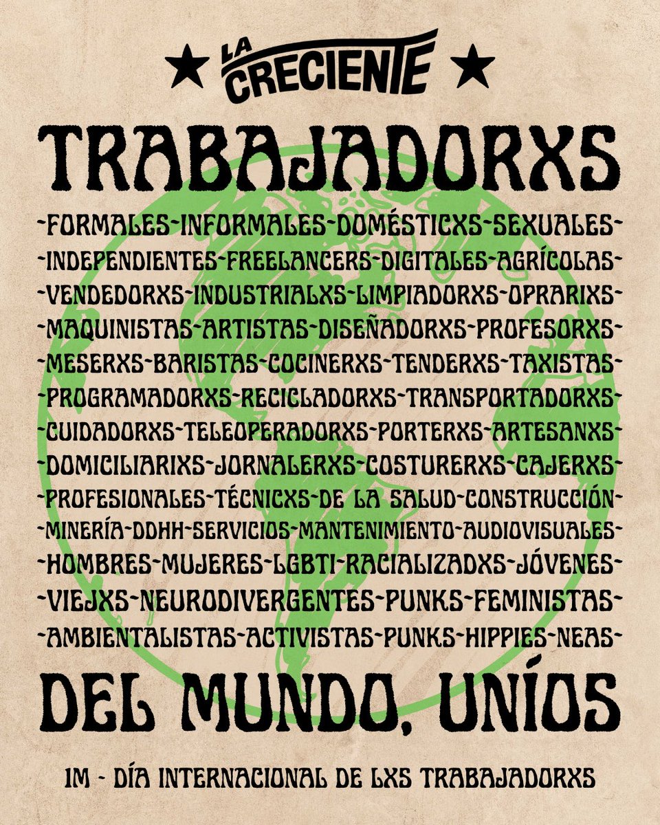 ¡Hoy conmemoramos la lucha por los derechos laborales de TODXS! 💪🏼🔥#1deMayo #1deMayo2023 #1DeMayoALaCalle 
@LaCreciente1