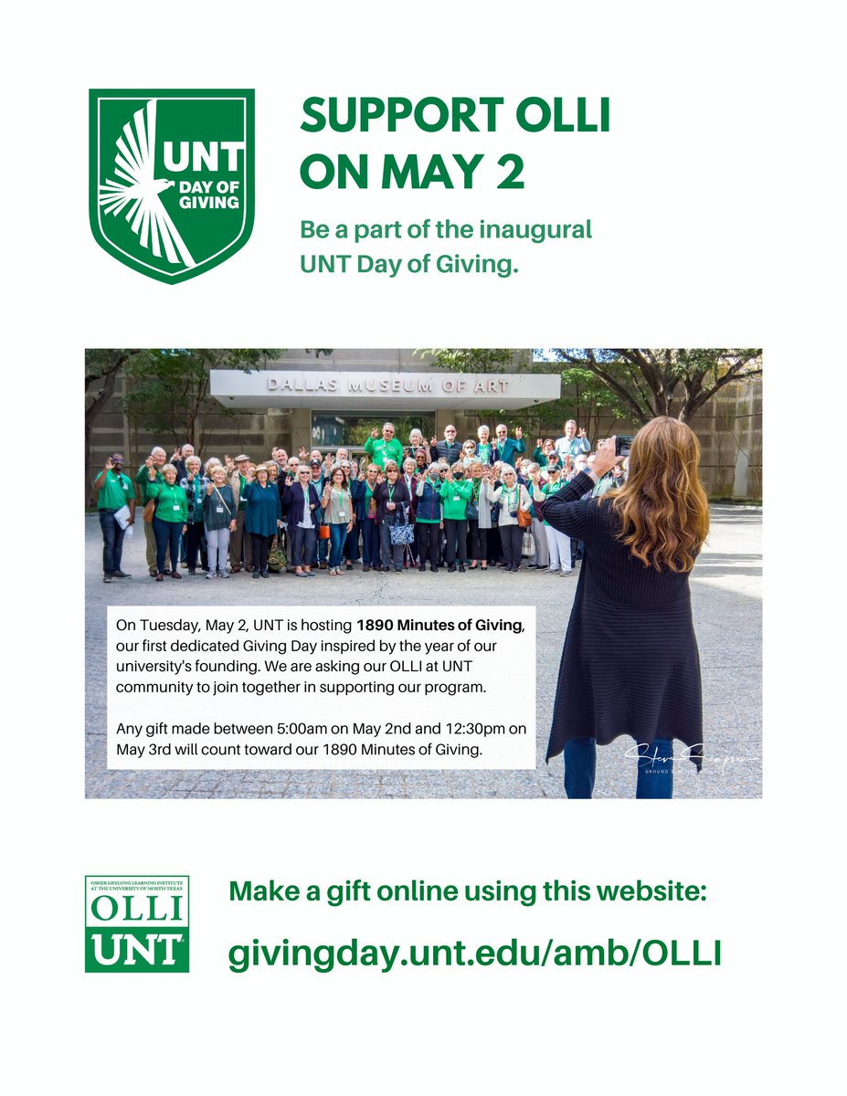 olliunt's tweet photo. We’re celebrating #UNTGivingDay on 5/2. Be part of it to make a difference and help us provide much-needed programming to adults age 50 and better! Find out more at https://t.co/QgBR4oleed https://t.co/aHPz00eZGv