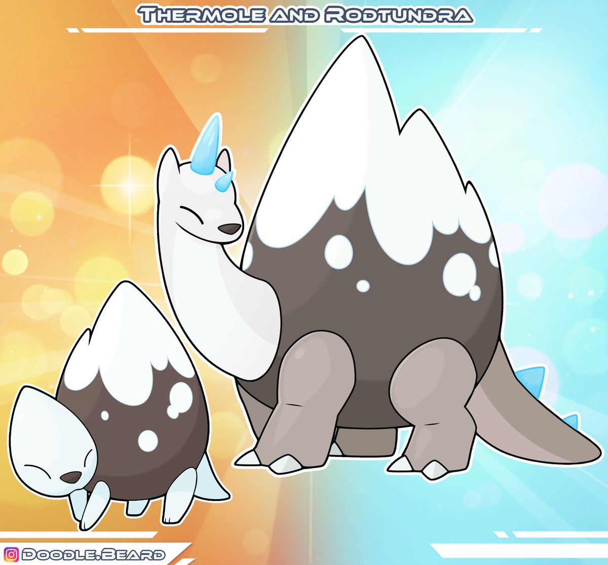 Meet Thermole and Rodtundra! These Pokemon are Ground/Ice type. #pokemon #fakemon #mountain #mole