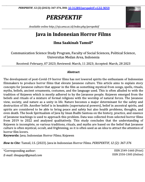HorrorLex's tweet photo. Javanese culture is perceived as "mystical, occult, and frightening" says Ilma Saakinah Tamsil, making it ripe for horror-exploitation. "Java in Indonesian Horror Films" is #openaccess from Perspektif journal.
https://t.co/rlS9iU3WtK https://t.co/th20S3YNfk