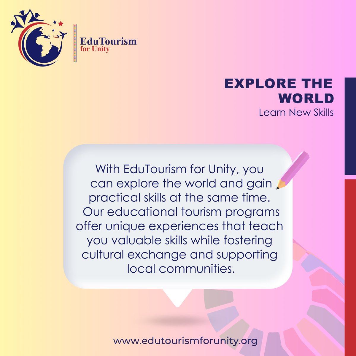 EduTourForUnity's tweet photo. EduTourism for Unity offers educational tourism programs that allow you to explore the world, gain practical skills, and support local communities. 

#EduTourismforUnity #Discover #Learn #Lead #Explore #World https://t.co/OKv9MEN88W