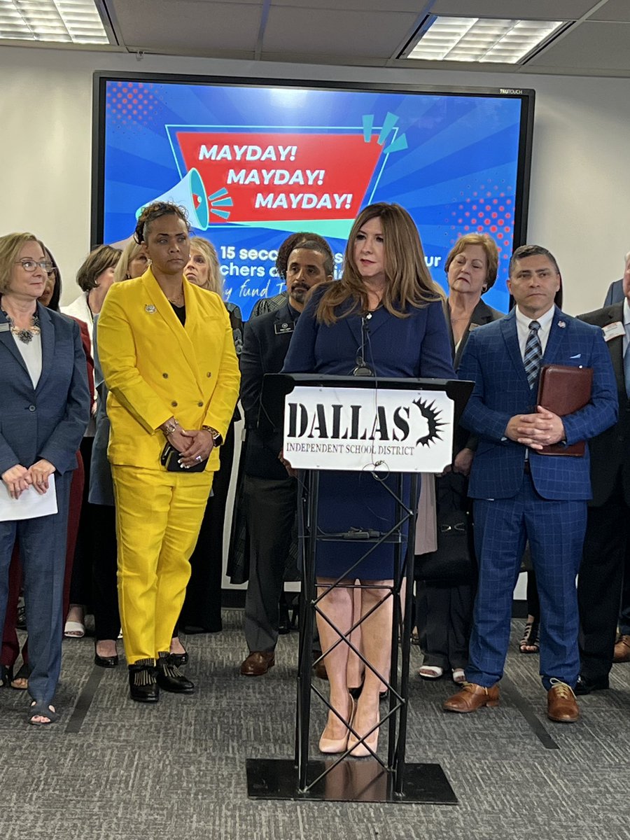 dallasschools's tweet photo. “Let me make this official: Mayday, mayday, mayday. Texas public schools are in need of immediate rescue.”

- Superintendent of Schools, Dr. Stephanie Elizalde. 

Take action and urge Texas legislators to protect public schools by visiting https://t.co/Nk7U3Y69K2 https://t.co/9Zs6CLzJYD