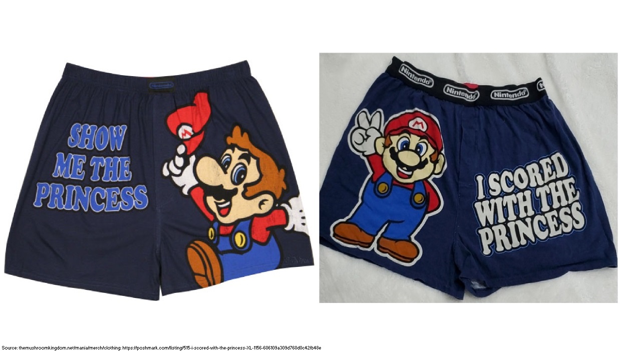 Supper Mario Broth on X: Left: officially licensed Mario underwear  released in 2005. Right: officially licensed Mario underwear released in  2006.  / X