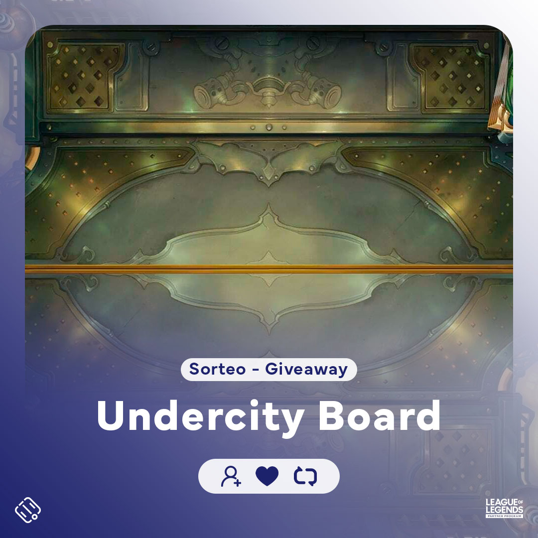 New GIVEAWAY! / ¡Nuevo SORTEO!

20 Undercity Board ⚙️

To participate (ends May 26) / Para participar (finaliza 26 mayo):

- ✅ Follow
- 🔁 RT
- 👥 Tag 2 friends / Etiqueta a 2 amigos

- DM with Riot ID (+#) / MD con Riot ID (+#)

#LegendsOfRuneterra #RPP #LPP #LeaguePartner
