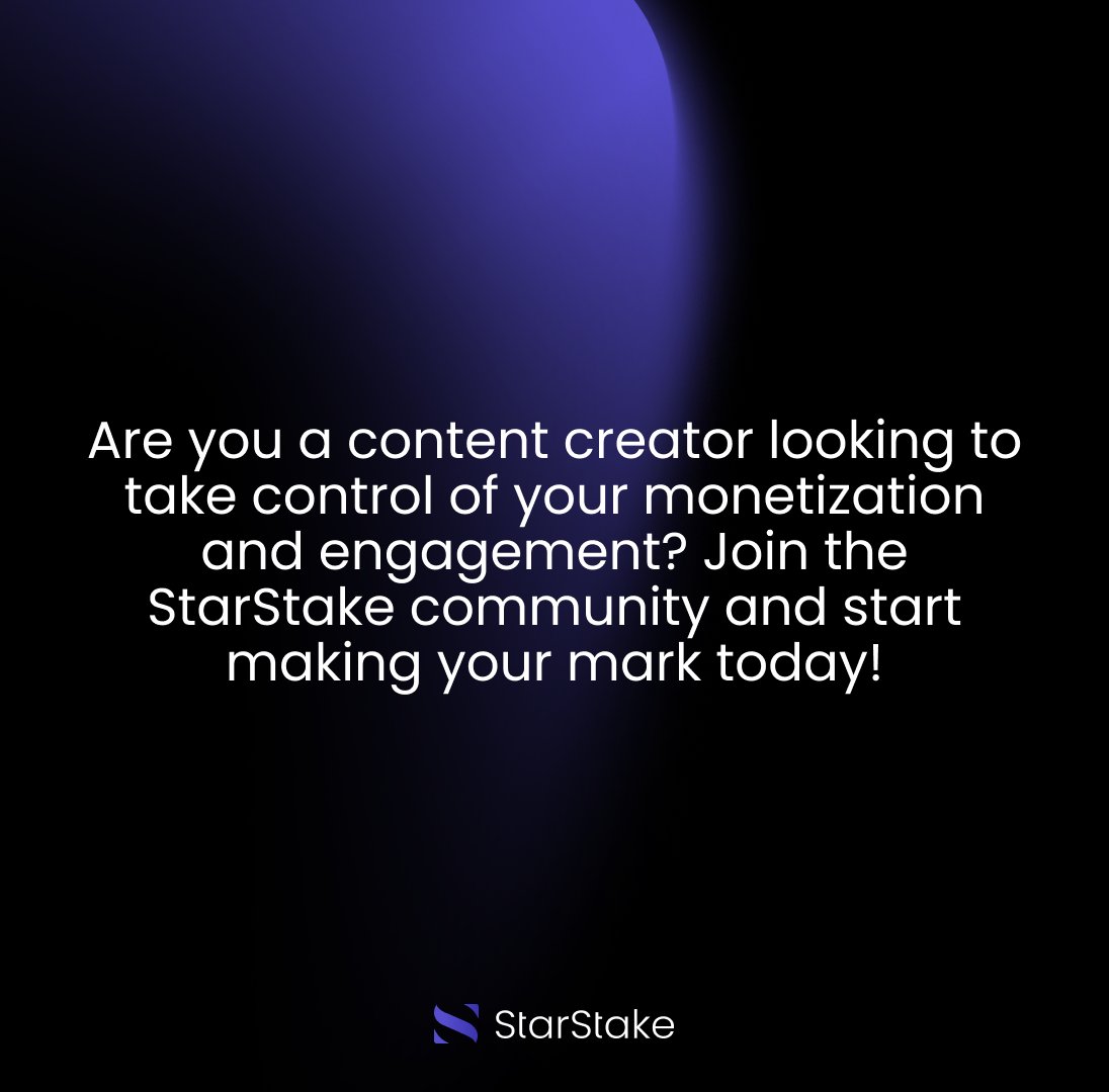 star_stake's tweet photo. 🎉 Are you a #ContentCreator? Then it's time to elevate your game with #StarStake! Showcase your talent, connect deeply with fans, and enjoy a platform that rewards both you and your fans as you grow. 🌟🎨 #StarStakeCreators #Web3 #NFTs https://t.co/4SGYQt4lNX