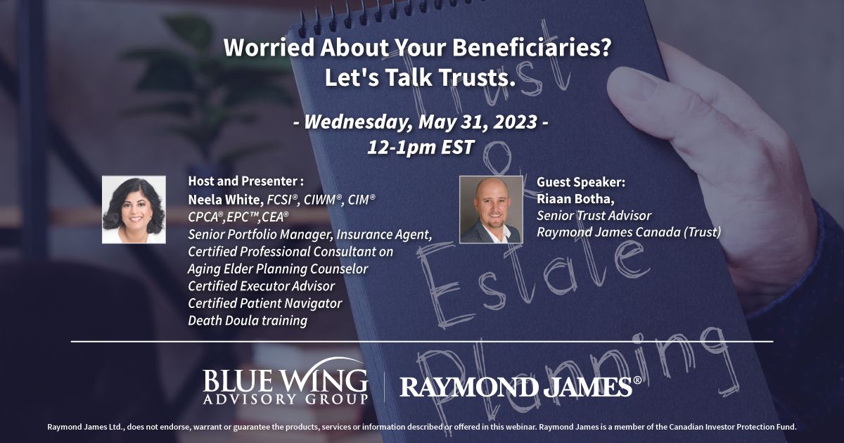NeelaWhiteRWAM's tweet photo. Join us on May 31st as we are joined by Riaan Botha, Senior Trust Advisor with Raymond James Trust (Canada).  Trusts can be an effective way to protecting your beneficiaries for a variety of reasons.  
Registration is open. https://t.co/3GYf62pRxI https://t.co/4aVSrgelRM