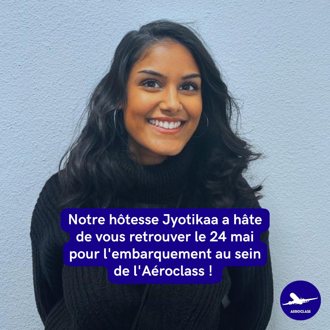 🛫 Ladies and gentlemen, aujourd'hui nous sommes le 01 mai ! C'est la fête du travail mais ça veut surtout dire que la #masterclass approche à grand pas 😉

C'est l'occasion de vous présenter notre superbe hôtesse de l'air Jyotikaa qui vous accompagnera pour le vol #aeroclass ✈️