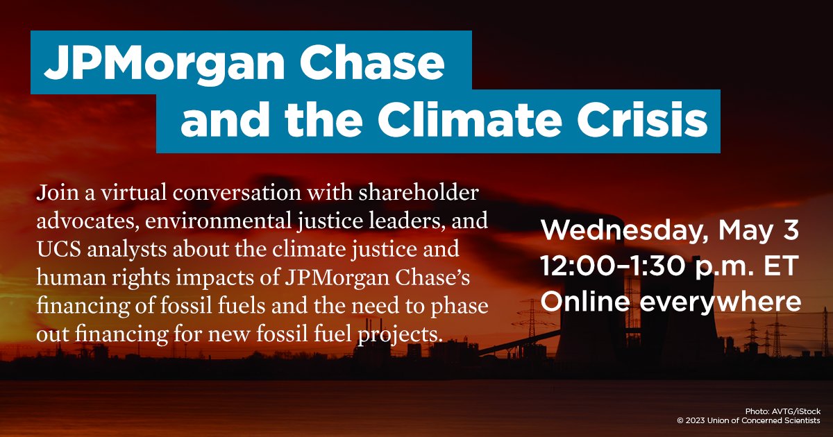 THIS WEEK: Join Majority Action + others for a webinar on corporate accountability at @jpmorgan. It's time to phase out financing for fossil fuel expansion. #ClimateJustice #PeopleVsFossilFuels Learn more on Wednesday, May 3, 9am PT/12pm ET. Register: secure.ucsusa.org/a/2023-5-3-jpm…