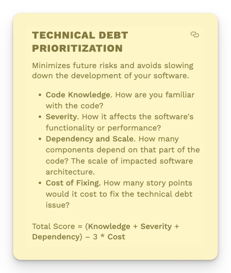 vit_myshlaev's tweet photo. Technical Debt Prioritization Framework

Values:
- Code Knowledge
- Severity
- Dependency and Scale

Effort:
- Cost of Fixing

And 5 practical tips
 https://t.co/5zVOQUscvj https://t.co/gIe1NSRfHv