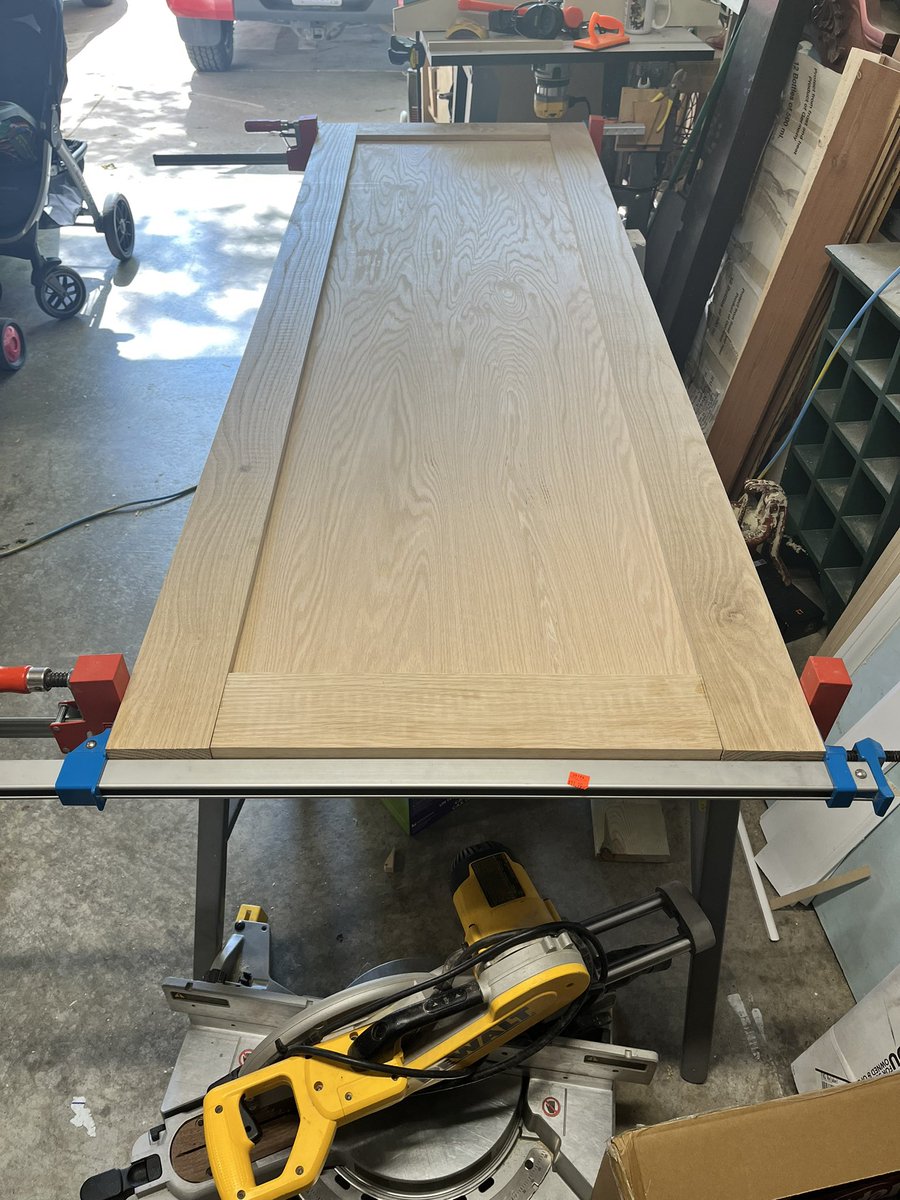 9367LLC's tweet photo. Work continues apace on this sliding barn door project we’re working on for a customer! I think it’s looking pretty darn good. Can’t wait to get it hung! What do y’all think? #custommade #customwoodwork #woodworking #smallbusiness #shoplocal https://t.co/lldsq2ZUWx