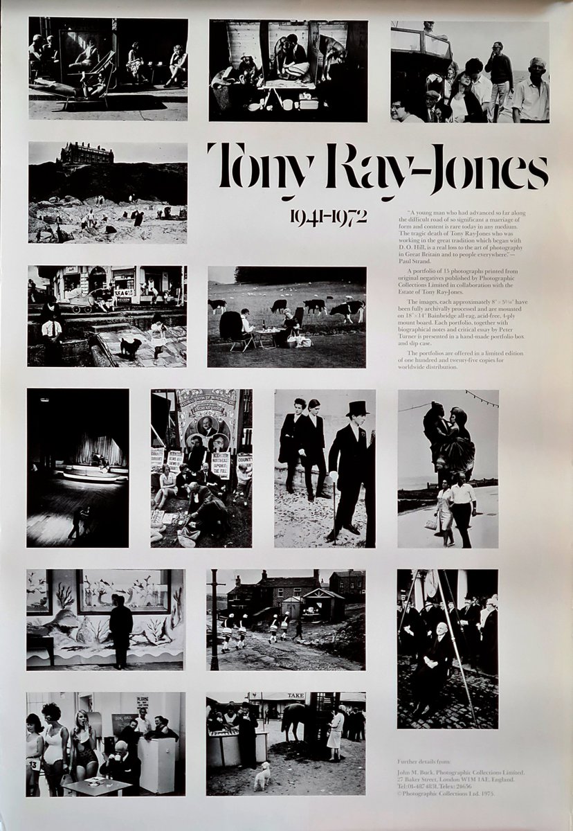 An advertising poster for Photographic Collections Ltd's portfolio Tony Ray-Jones 1941-1972 comprising 15  archival prints mounted on board and advertised in an edition of 125 worldwide. Advertised in 1975. #TonyRayJones #Britishphotography