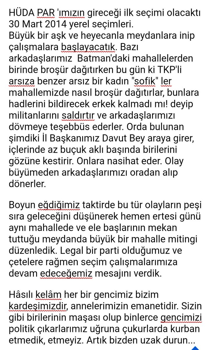 #HÜDAPAR 'a gönül vermiş her bir gencimiz bizim kardeşimizdir, annelerimizin emanetidir. Sizin gibi birilerinin maşası olup binlerce gencimizi politik çıkarlarımız uğruna çukurlarda kurban etmedik, etmeyiz. Artık bizden uzak durun..