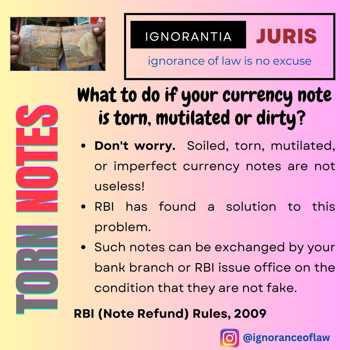 MurgMakhaniRox's tweet photo. Did someone give you a torn or mutilated note? Is it legal tender? Can you still use it? You tried using it but no one is accepting it. What do you do?

#currency #legaltender #tornnotes #mutilatednotes #imperfectnotes #money #rbi #refund https://t.co/zChfqnhQwZ