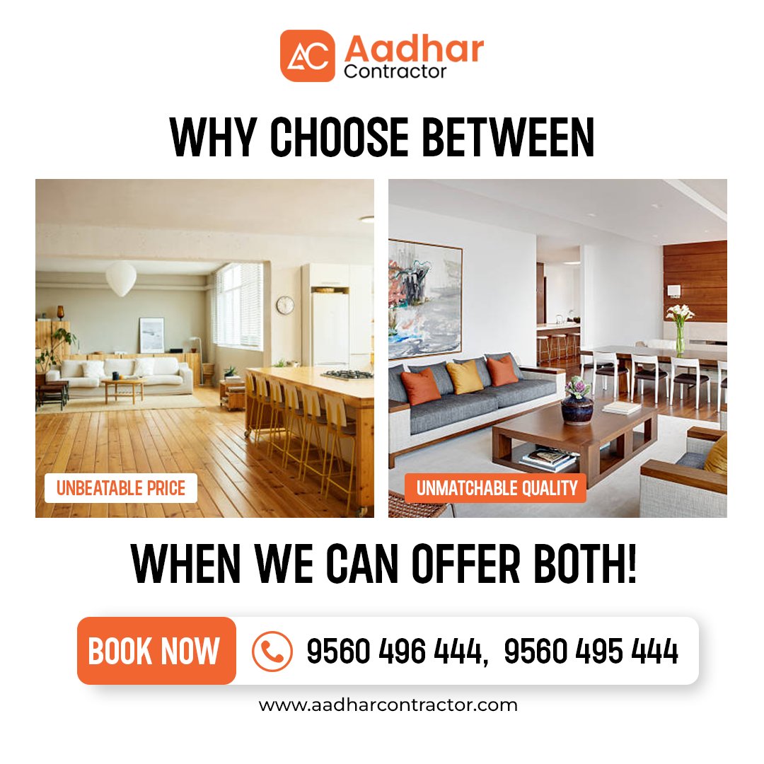 Outstanding designs, faultless execution, and unmatched quality extend beyond appearances. Being the primary source of style and luxury in contemporary interior design, Aadhar Contractor offers clients a distinctive design experience.