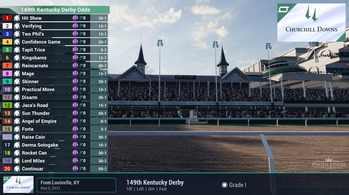 Words cannot express how excited we are for the 149th <a href="/KentuckyDerby/">Kentucky Derby</a> as a now official partner of <a href="/ChurchillDowns/">Churchill Downs</a> ! 

The post positions are locked, we have a first look at the field on the virtual grounds!  👇👇👇

If you're picking a winner today, who has your bet?