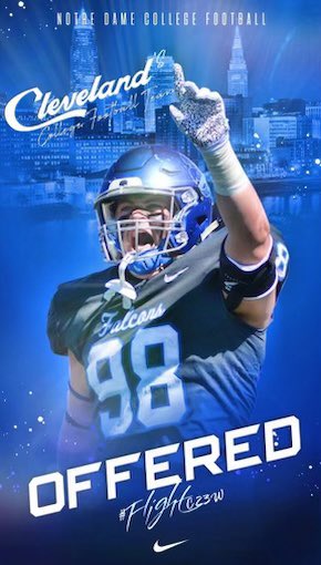 ChrisFlora6's tweet photo. Blessed to receive my first offer to Notre Dame College! @Coach_Buckley_ @football_mooney https://t.co/tWGKm3bsd8