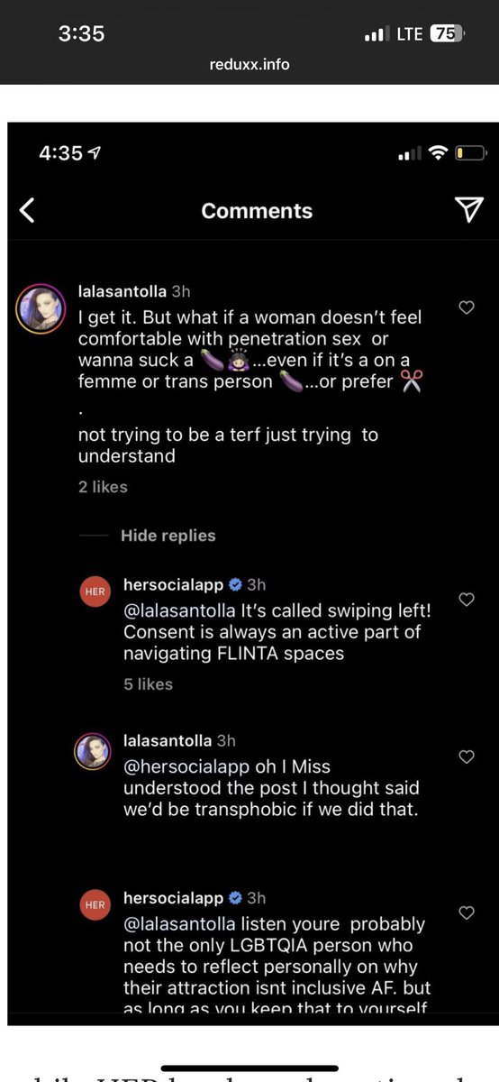 freakterf's tweet photo. nbd just @HerSocialApp demanding that lesbians keep their sexual preferences to themselves so that it doesnt hurt the erections, I mean feelings, of the men that come to feast on lesbians. this is disgusting. https://t.co/h1TjzlcAeV