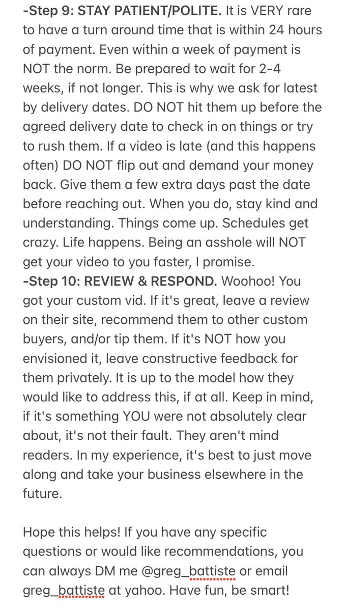 greg_battiste's tweet photo. #CUSTOMVIDEO BUYERS (or anyone interested in purchasing for the first time)! Here's a quick &amp; dirty guide to the purchasing process I wrote up, having bought well over 100 custom videos by now. 

Models/other buyers, feel free to leave things I missed in the comments and RT! 🙏🏼❤️ https://t.co/oF78oTB7OW