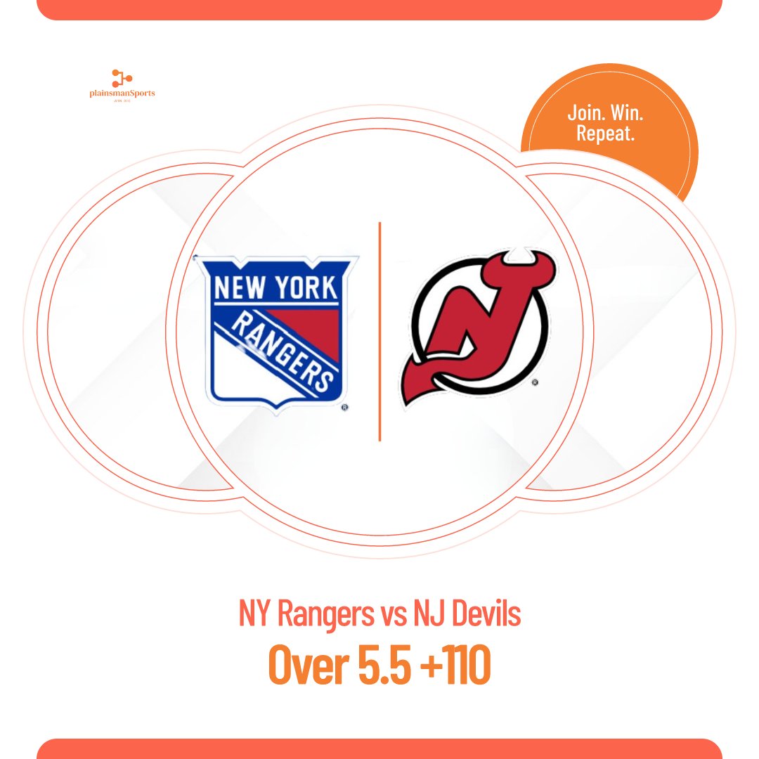 plainsmanPicks's tweet photo. This should be a fun game to watch.  We have the NY Rangers and NJ Devils coving Over 5.5. https://t.co/Rz7Ty327AI
