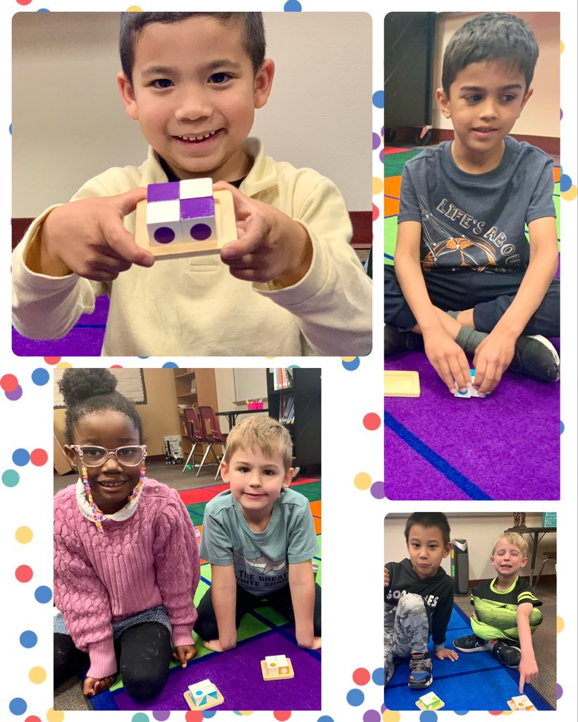 La8ch's tweet image. After using their logic for problem solving, Kindergarten GT students played their VERY First round of Q-Bits! #VisualDexterity #LogicChallenge #ProsperProud @BakerElem @GTProsperISD