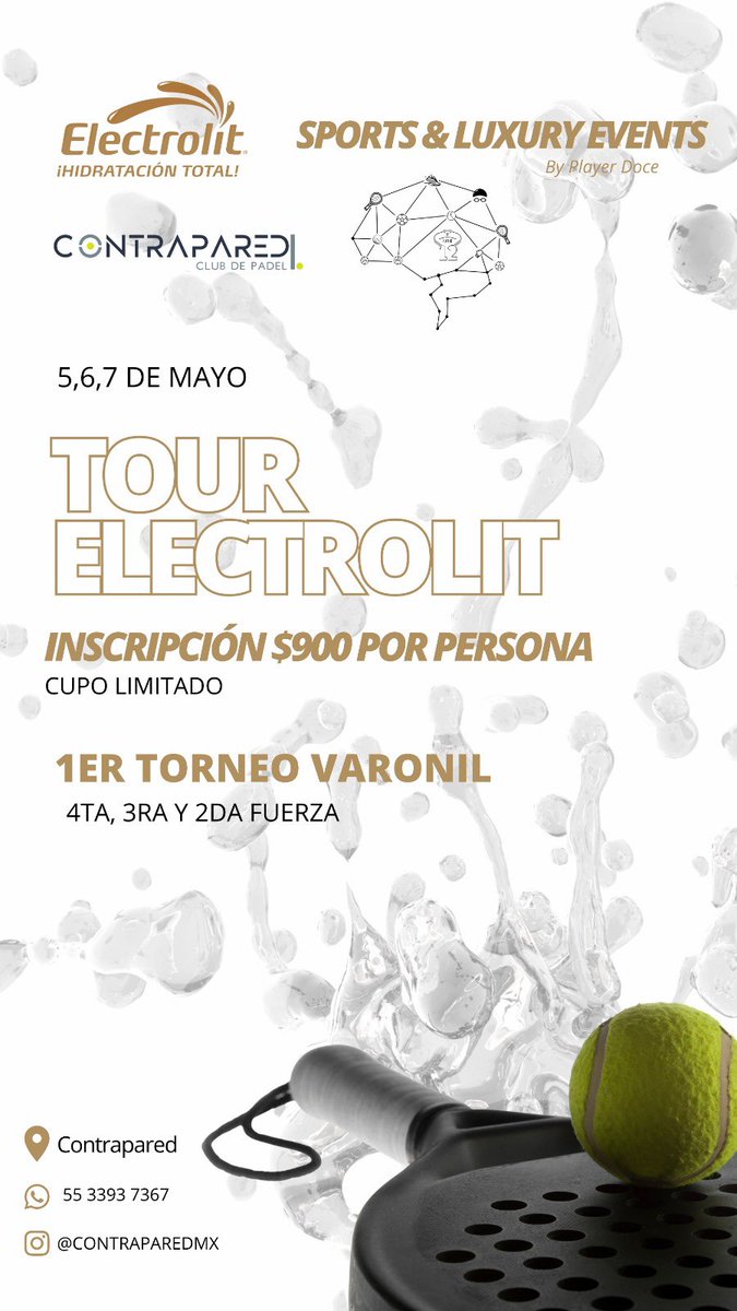 ¿A quién le gusta el pádel? 

Primer Torneo del Tour Electrolit.

Info:  +52 55 3393 7367