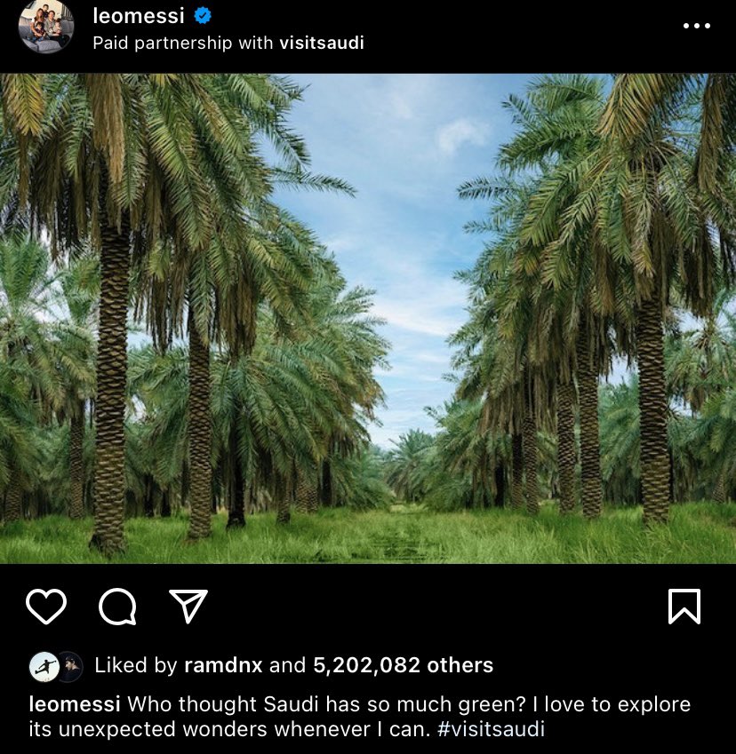sauditimes_en's tweet photo. #Messi seems to be enjoying #Riyadh with his family as a part of his visit as tourism ambassador 💚 

Look at his wholesome instagram post 👇

#SaudiTimes https://t.co/OJuCg8ccaV