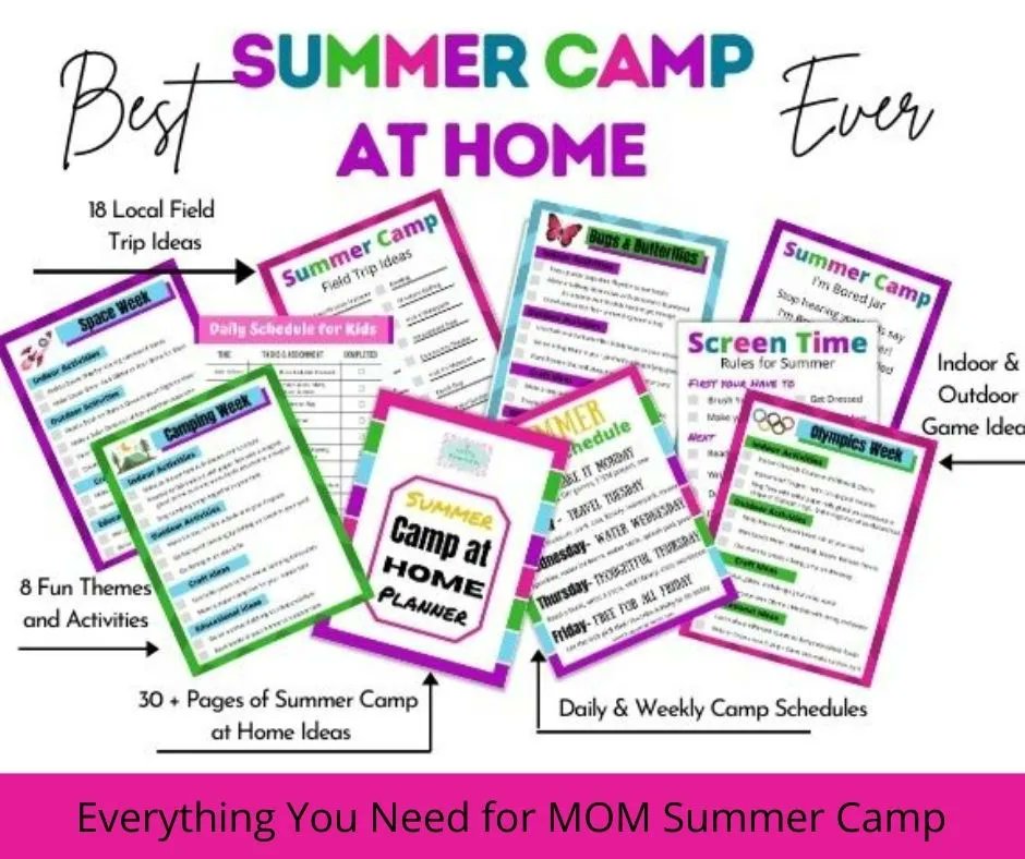 Have a blast this summer with your kids using an easy DIY Summer Camp at Home planner filled with 8 weeks of Camp Themes, Ideas & Activities to entertain your kids all summer long. #summercamp #summertime #kidsactivities #familyfun #familytime #moms buff.ly/3AOmDPC