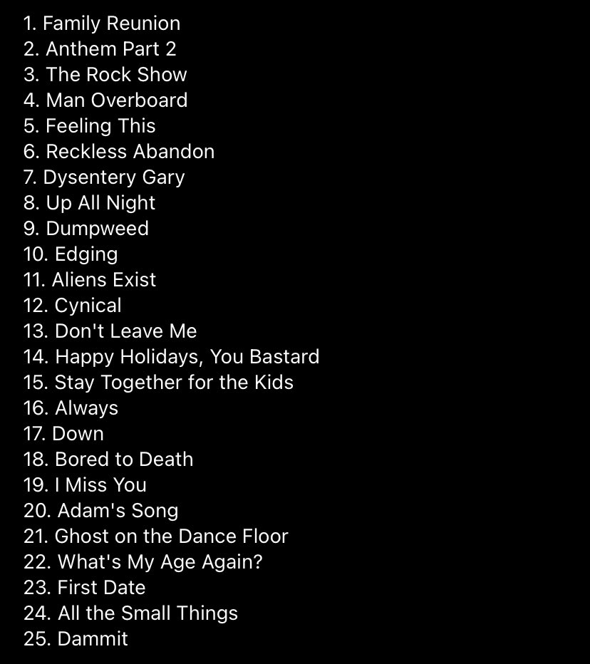 blink182italia's tweet photo. 🚨 blink-182 setlist for the upcoming tour: https://t.co/ScJdPdfCRs