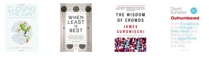 matemagikern's tweet photo. After a tough week, I decided to treat myself with four new math books. Which one should I start with? #mathreads
Looking for a math read yourself? Try one of these: https://t.co/gDMCnQVi3m https://t.co/xSMW3JPZGA